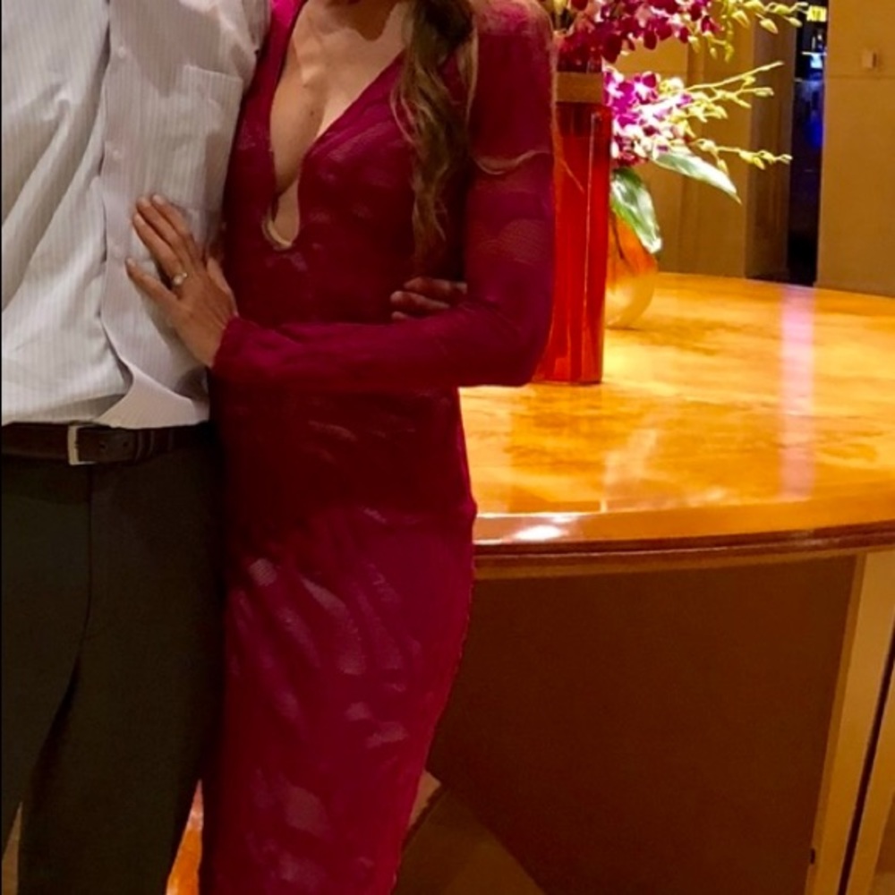 Plunging midi dress